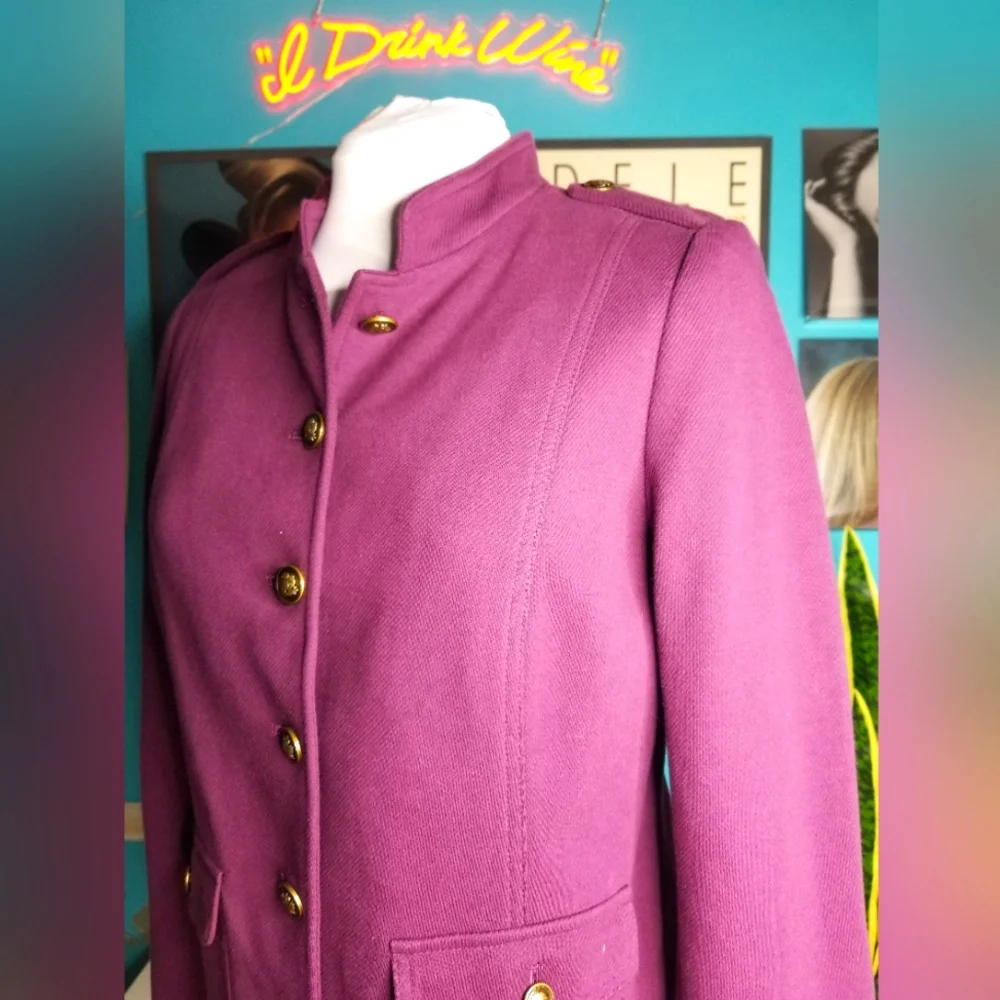 Talbots Knit Band Jacket Eggplant - Picture 2 of 16
